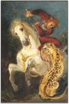 Eugene Delacroix Canvas Wall Art Rider Attacked By A Jaguar Poster Famous Master Oil Painting Print Room Aesthetic Decor Home Office Classroom Wall Decor Unframed(12x18in/30x45cm)