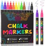 KERIFI Liquid Chalk Markers, Chalk Pens Fine Tip, 12 Vibrant Colors, Wet Erase Markers Fine Point 1mm, Chalk Markers for Blackboard, Glass, Windows, Bistro, 45 Chalkboard Labels Included