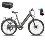 Fafrees Electric Bike with APP, 26 INCHES Electric Bikes for Adult Low Frame, 36V 14.5Ah Removable Battery Pedal Assist Ebike, 250W Electric Bicycle for City, 7-Speed Gears, F26 Pro Upgrade Gray