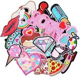 Yolev 30pcs Embroidered Iron On Patches for Clothing Jackets Appliques Stickers Sewing On Patches for Clothes Backpacks Jackets Jeans Dress Hats DIY Accessories