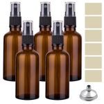 ILSSLI Glass Spray Bottles Amber Empty Spray Bottle Set of 5 Fine Mist Small Spraying Bottle with Funnel and Labels for Essential Oil Perfume Hair, 1.7oz