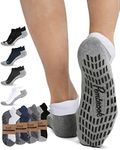 Non Skid Ankle Socks - (4 Pairs) - L/XL - Anti Slip Socks for Barre Yoga Pilates Maternity Pregnancy Hospital Adults Men Women