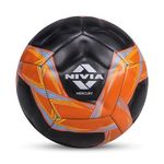 Nivia Mercury Football, PU Leather, Power Stitched Football, 12 Panel, Match Ball (Size - 5, Black/Orange)