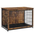 Feandrea Dog Crate Furniture, 44.1" Side End Table, Modern Kennel for Dogs Indoor up to 80 lb, Heavy-Duty Dog Cage with Multi-Purpose Removable Tray, Double-Door Dog House, Rustic Brown UPFC004X01