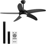 Spector 52''Ceiling Fan with Light DC Motor Remote Control 5 Speed Wooden Blade Reversible Summer Winter Use 3 Led Color Black