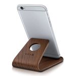 kalibri Wooden Phone Stand - Universal Mobile Phone and Tablet Holder Made of Real Wood - For Desk, Bedside Table, Night Stand - Dark Brown Walnut