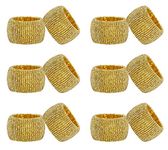 COTTON CRAFT Glitz Beaded Napkin Rings - Set of 12 Handmade Napkin Rings - Dining Table Napkin Holders - Halloween Harvest Autumn Fall Thanksgiving Holiday Christmas Festive Party Gift Décor - Gold