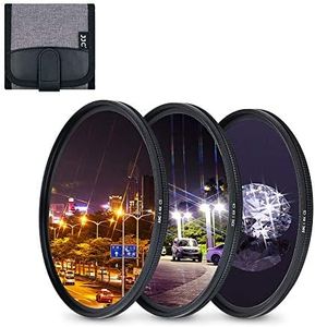 JJC 3 filtros de estrella de 77 mm (4 puntos, 6 puntos, 8 puntos) con bolsa protectora para lentes de cámara Canon, Nikon, Pentax, Olympus, Samsung, Sony, Panasonic, Fujifilm, DSLR