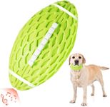 AUSCAT Squeaky Dog Ball for Aggressive Chewers, Dog Football Toy for Large Dogs, Interactive Fetch Rubber Rugby, Green
