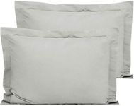 FLXXIE 2 Pack 100% Brushed Microfiber 1800 Oxford Pillowcases, Stain Fade and Wrinkle Resistant, Soft and Cozy Standard Oxford Pillow Cases | Hotel Quality Pillow Shams, Light Grey, 50x75 cm