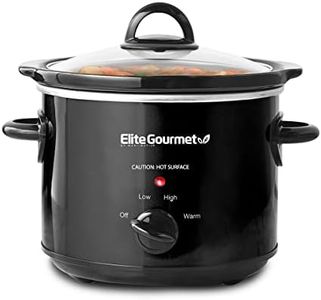 Elite Gourmet MST-350B# Electric Slow Cooker, Adjustable Temp, Entrees, Sauces, Stews & Dips, Dishwasher Safe Glass Lid & Crock (3 Quart, Black)