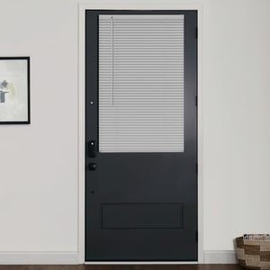 LazBlinds 1" Vinyl Mini Blinds for Doors, Cordless French Door Blinds for Privacy, Light Filtering Privacy Horizontal Shades for Front Door Patio Sidelight Glass Door, 25" W x 40" H, Grey