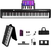 Finger Dance Folding Piano Pro Portable Piano Keyboard with Stand Full Size Upgrade Wood Grain Touch Sensitive 88 Keys Digital Piano with Bluetooth MIDI Portable Piano Keyboard for Beginners Black