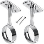 25mm Wardrobe Rail Supports Brackets Round Shaped Chrome Wardrobe Rail Centre Support Bracket Flange Socket for Ceiling Wardrobe Bracket 2 Pack with Screws.