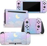 TACKY DESIGN Clouds Skin for Nintendo Switch Skins Decal, Nintendo Switch Stickers Blue Pastel Starry Sky Vinyl 3M Moon Full wrap Nintendo Switch Cover