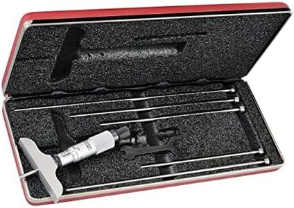 Starrett Micrometer Depth Gage a Combination Ratchet and Speeder in Case - Plain Thimble, 0-6" Range, 0.001" Graduation, 2-1/2" Base, 6 Rods - 440Z-6L