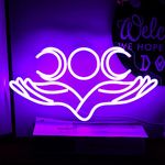 Alkkign Hand to Mood Neon Signs Hand Supported Month LED Lights Sign Purple Dimmable Neon Lights Decor 16.5”x8.6” with USBSwitch Mood Neon Kids Lights Hang up for Kids Room Man Cave Birthday