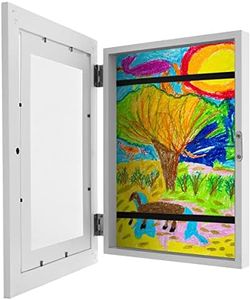Kids Art Frame A4 Changeable Artwork Display Storage Frame for Wall, Front Opening Artwork Picture Frame for 100 Pictures Horizontal and Vertical Picture Display for Crafts (1, White)