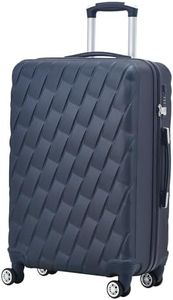 CMY Cabin 20" Carry On Suitcase Hard Shell PC+ ABS 3 Digit Combination Lock Trolley Aluminium Alloy Telescopic Handle 4 Dual Spinner Wheels Suitcases Lightweight Water Resistant (Navy, 20)