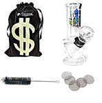 Newzenx® Glass Mini Bong Rick & Morty Water Pipe Bong 4 Inch Included Velvet Pouch & Accessories