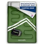 SereneLife Backpacking Sleeping Bag Camping Gear - Double Sleeping Bag for Adults/Teens W/ 2 Pillows, Bag - Outdoor Lightweight Weather Proof Sleeping Bags for Camping, Backpacking, Hiking SLSBX9