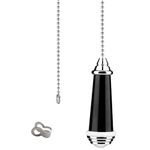 TXErfolg Light Pull Chain Extension with Ball Chain 85cm Length 8cm Bathroom Light Pull Cord Handle Chrome Light Pull Chain for Bathroom Toilet Light Ceiling Light Fan Switch(Black)