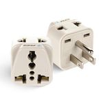 OREI India to USA Converter Plug, Japan, Canada Adapter - Type B USA Travel Adapter - 2 in 1 - Perfect for Laptop, Camera Charger and More - CE, RoHS - 2 Pack - Beige - 5 Years Warranty