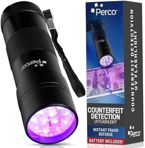 Perco Counterfeit Flashlight - Portable & Reliable Device with UV Light Detection - Fake US Bill Checker for Personal & Commercial Use - Ensures Authenticity & Prevents Fraud