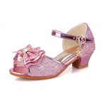 ANBIWANGLUO Girls Sequin Shoes Princess High Heel Shoes Kids Party Pumps (CN33=1 M Little Kid,Pink 3)