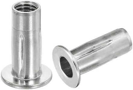 uxcell M10 Multi-Grip Rivet Nuts, 8pcs Pre-Bulbed Shank Flat Head Threaded Insert Nut 304 Stainless Steel Plus Nuts for Construction Industrial