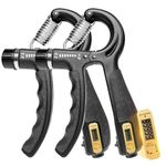 Grip Strength Trainer, Electronic Counter Up to 99999 Hand Grip Strengthener, 2 Pack Adjustable Resistance 11-132 Lbs Hand Exerciser Grip Strengthener, Enhance Grip Strength