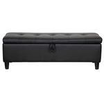 INMOZATA Ottoman Storage Bench Chest Leather Footstool Window Seat Bench Bed End Stool for Living Room Bedroom Hallway Black