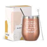 ElegantPark Coworker Gifts for Women Wine Tumbler Birthday Gifts for Friends Goodbye Gifts for Coworkers Retirement Gifts for Women Colleagues Tumbler with Straw and Lid 12 oz Rose Gold