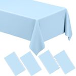 WNINK 4 Pack Light Blue Rectangular Plastic Tablecloths, Blue Disposable Table Covers 54" x 108" Baby Blue Table Cloths for Baby Shower, Birthday, Bridal Shower, Engagement Wedding Parties