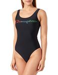 Champion Women's Legacy American Classics Swimwear Logo One Piece Swimsuit, Black, S