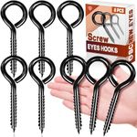 8 Pack Eye Bolt Lag Screw, 5 Inch Stainless Steel Screw Eyes, Black Eye Hooks Screw for Wood, Self Tapping Eyelet Screws Eye Bolts, Securing Cables Wires, Sturdy Hanging Hooks for Indoor & Outdoor