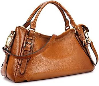 Kattee Women's Soft Genuine Leather Satchel Purses Top Handle Crossbody Bags Ladies Designer Medium Size Hobo Handbags(Sorrel)