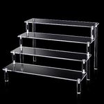 MIZOXY 4-Tier Acrylic Riser Shelf Display Stand - Clear Holder for Action Figures, Collectibles, Toys, Cupcakes, Desserts, Jewels, Figurines, Perfume, Makeup, and More