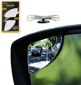 Blind Spot Mirrors for Cars - by Safe View Company - Change Lanes w Confidence - Made from Real Convex Glass - Long Lasting - Easy Peel & Stick (Superfan)