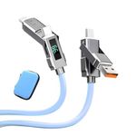 USB C to C Cable 5ft Chubby Silicone 4 in 1 USB C Charging Cable with LED Display and EVA Case USB C to Multi-Charger Cable & Data Sync,480Mbps for Phone15 14 13 Pad Mac,Samsung S24 S23 S22
