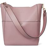 BOSTANTEN Women's Leather Designer Handbags Tote Purses Shoulder Bucket Bags, A12-taro Pink, Large (L)10.35" x (W)5.9" x (H)12.7" inch, Purses Handbags