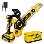 8 Inch Cordless Chainsaw for DEWALT 20V MAX Battery, 1000W Brushless Handheld Chainsaw with 4.0Ah Battery, Battery Powered Electric Chain Saw for Wood Cutting, Battery & Charger Included