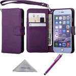 Wisdompro Case for iPhone 6, iPhone 6s 4.7-Inch, Premium PU Leather 2-in-1 Protective Wallet Case Folio Flip Cover with Credit Card Holder Slots and Wrist Lanyard (Purple)