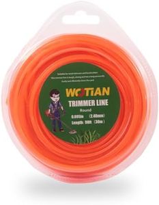 WOTIAN 0.095"/2.40mm Round String Trimmer Line Nylon Grass Weed Trimmer Line 095 for Husqvarna Echo Ryobi Weed Eater Trimmer（Length 98ft/30m）