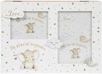 My Special Keepsakes | Baby Boy or Girl Keepsake Memory Box with Space for Two Photos in The Lid |Gender Neutral Colour with Cute Baby Elephant Design, Size 26 x 19 x 9cm