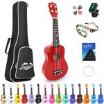 Amdini 21 inch Soprano Ukulele Basswood Acoustic Mini Guitar for Beginner Kid Starter with Case Strap Tuner Picks Strings Primary Tutorial