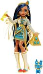 Monster High Doll, Cleo De Nile with Blue Streaked Hair in Signature Look with Fashion Accessories & Pet Dog TUT