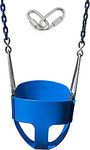 Reznor Heavy-Duty High Back Full Bucket Toddler Swing Seat with 60 inch Coated Swing Chains and Carabiners for Easy Install Fully Assembled, Blue