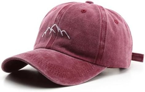 YULOONG Mens Vintage Baseball Cap Mountain Peak Embroidery Baseball Hats Retro Washed Cotton Dad Cap Womens Outdoor Sports Cap Adjustable Unisex Red