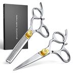 Suvorna 5.5" Hairdressing Scissors Professional with Thinning Scissors Hairdressing, Right Hand Hairdressers Scissors Set, Professional Hair Scissors, Hair Cutting Scissors, Barber Scissors (2 Pcs).